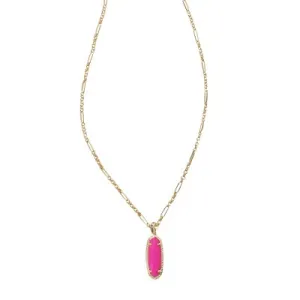 New - Kendra Scott Eva Dichroic Glass Small 14K Gold Over Brass Long Pendant Necklace - Magenta Magnesite