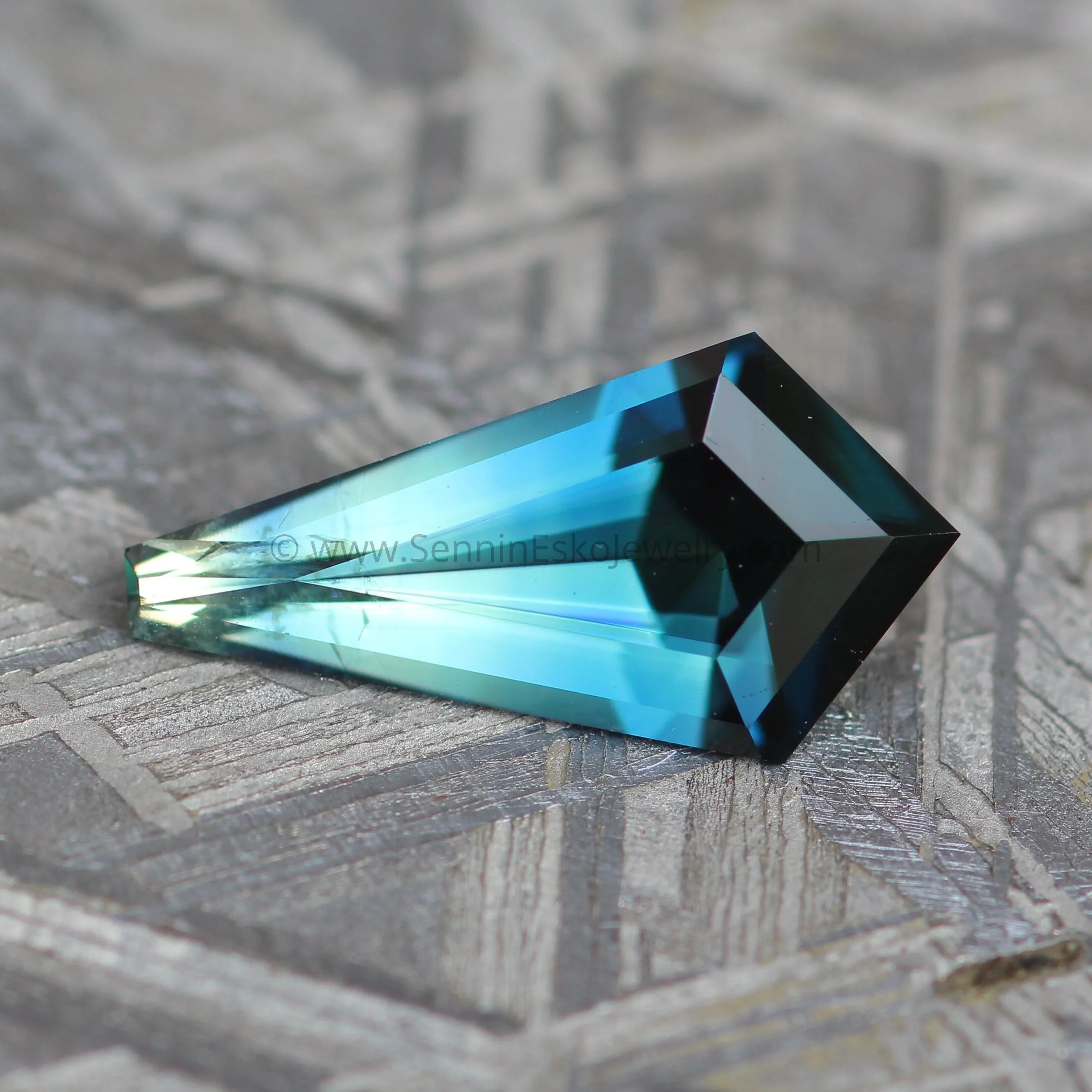 Parti Sapphire Kite -  1.56 carats, Free form Cut - Teal / Blue Sapphire - 12.8x6.5mm