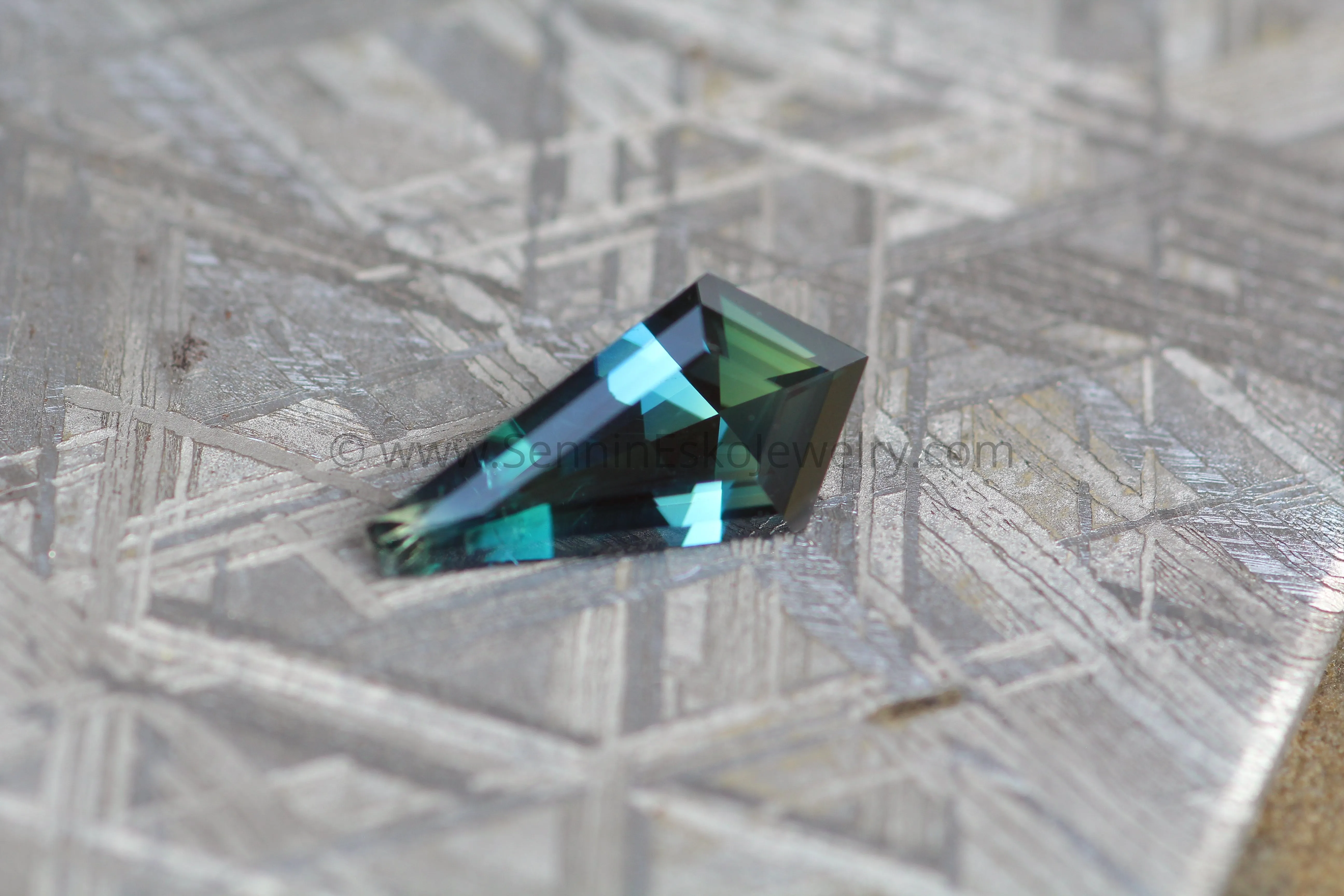 Parti Sapphire Kite -  1.56 carats, Free form Cut - Teal / Blue Sapphire - 12.8x6.5mm