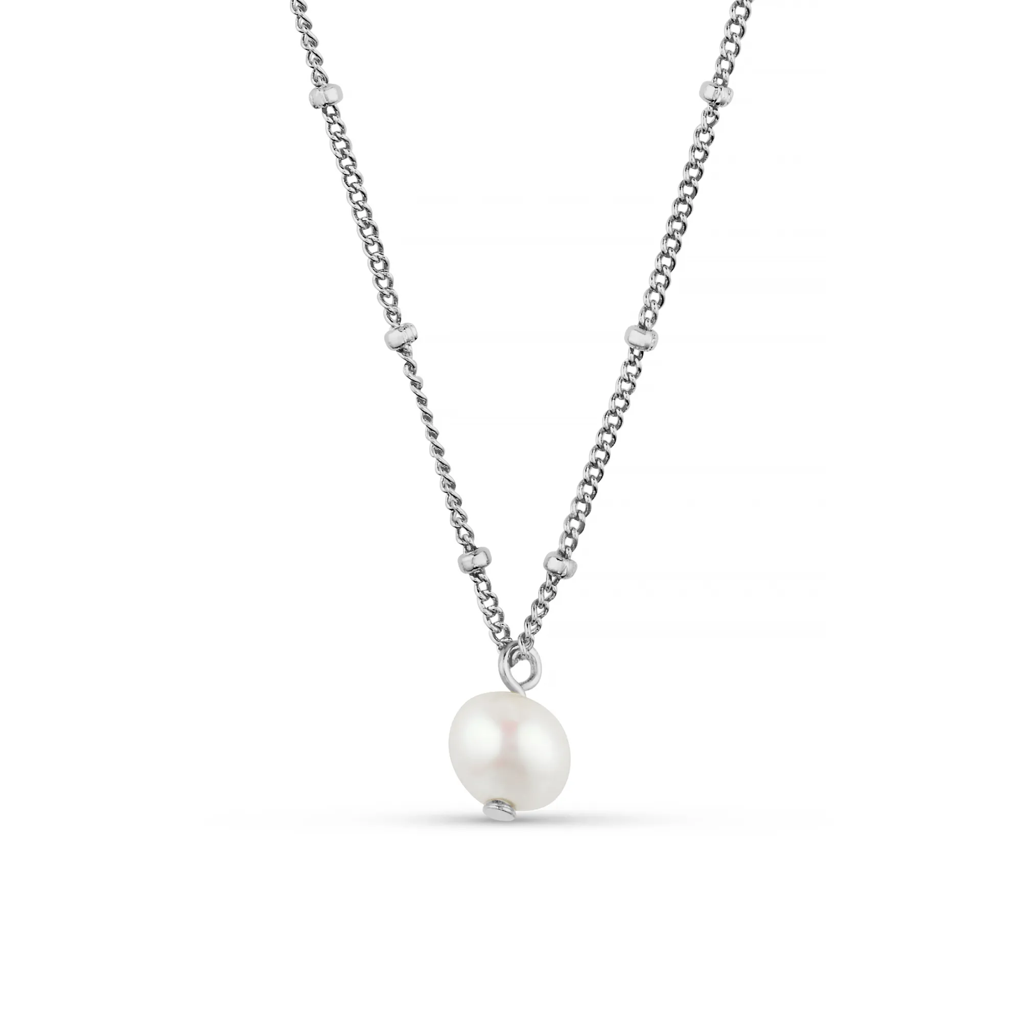 Pearl Satellite Necklace - Silver