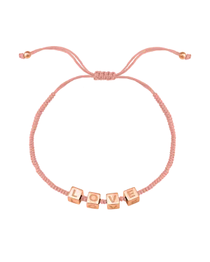 Pink : Alpha Block Bracelet - 18K Rose Vermeil