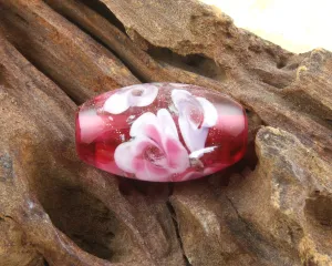 Pink Floral Lampwork Focal Bead SRA