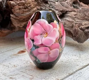 Pink Floral Mica Lampwork Focal Bead SRA