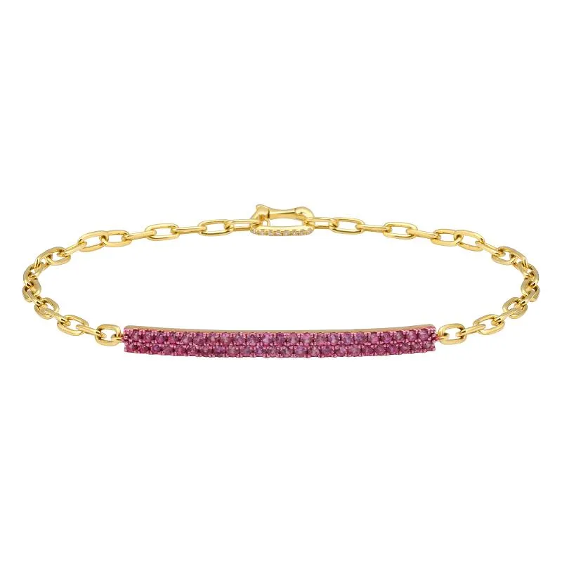 Pink Sapphire Gold Link Bracelet