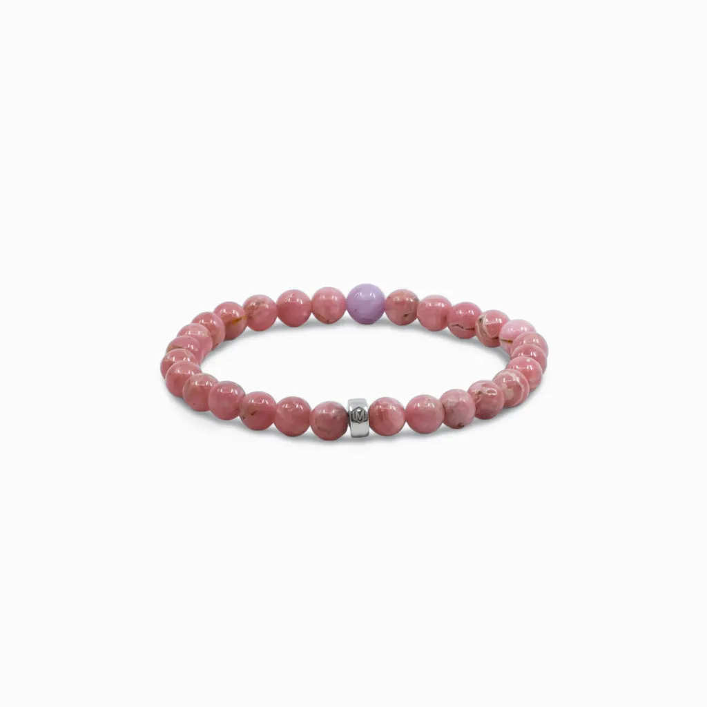 Rhodochrosite and Kunzite Bead Bracelet