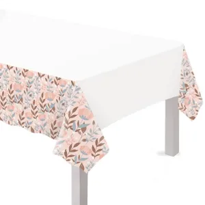 Rose Gold Floral Plastic Tablecover 54inx102in | 1ct