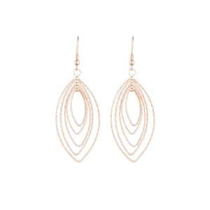 Rose Gold Textured Marquise Drop Earrings