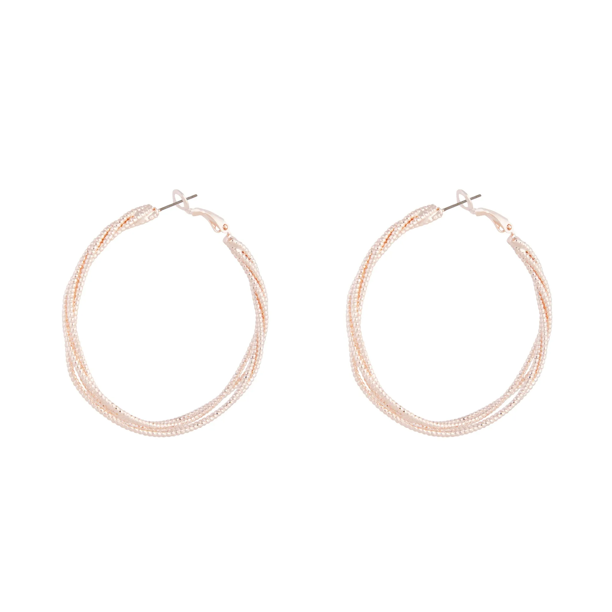 Rose Gold Wavy Layered Hoop Earrings