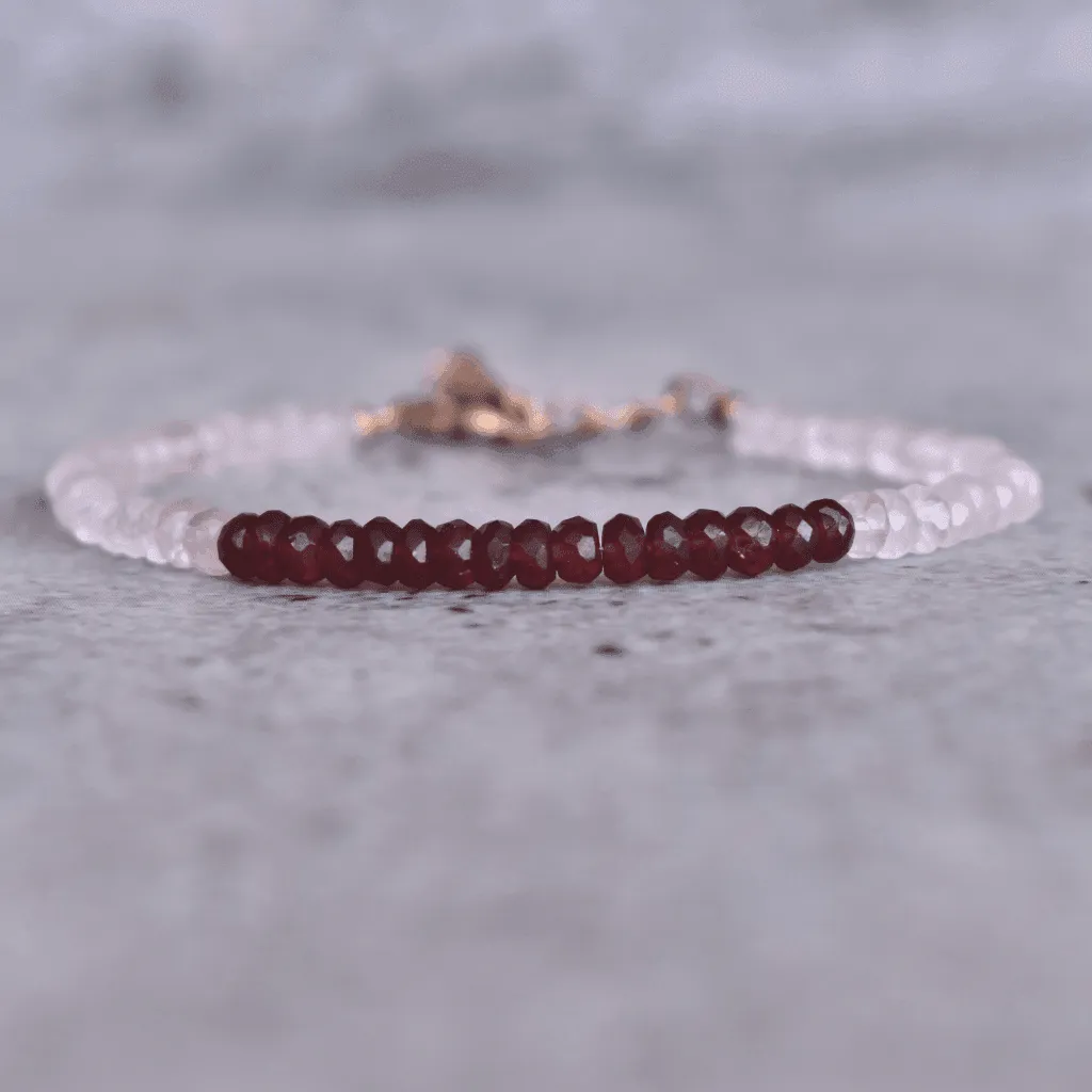 Rose Red Cocktail - Rose quartz & Garnet Bracelets