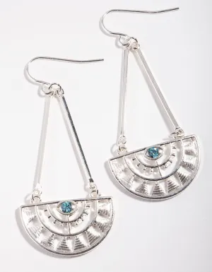 Silver Blue Stone Sundial Earrings