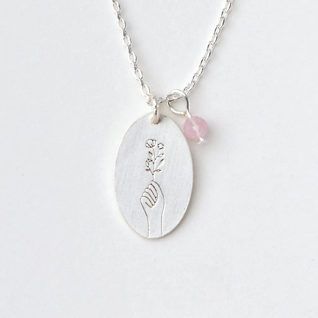 Stone Intention Charm Necklace - Rose Quartz / Silver