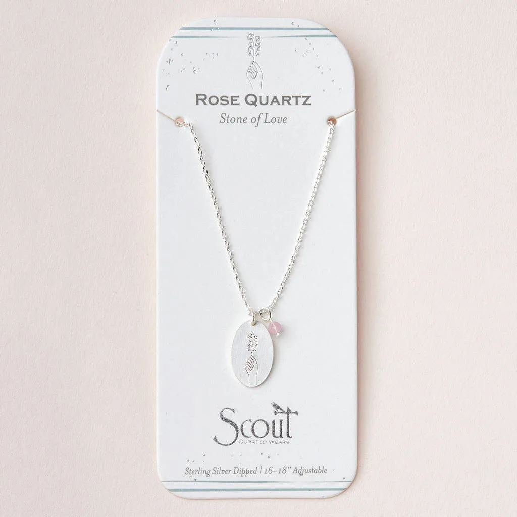 Stone Intention Charm Necklace - Rose Quartz / Silver