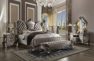 Versailles Velvet & Antique Platinum California King Bed